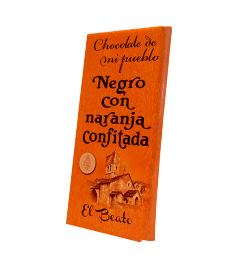 CHOCOLATE ARTESANO NEGRO CON NARANJA CONFITADA. 125 g. EL BEATO